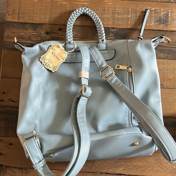 Grey Blue Chic Leather Backpack! - Picture 2 of 3